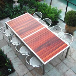 Galaxy Table with Stainless Steel - Stainless Steel and Timber Outdoor Furniture Brisbane